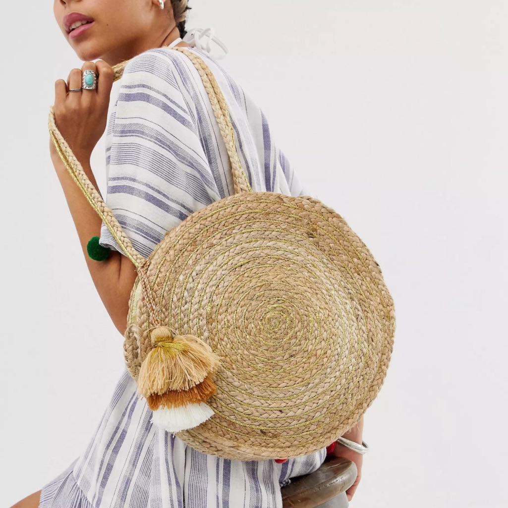 America  Beyond Round Jute Crossbody Bag Natural Nwot